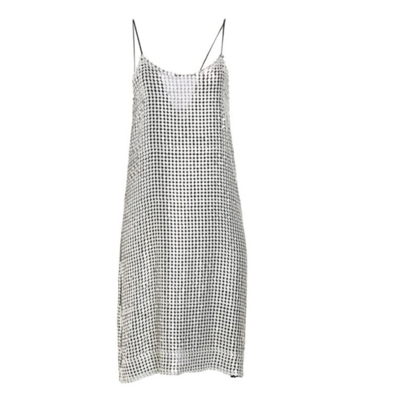 DODO BAR OR Etta Silver Metallic Sequin Spaghetti Strap Midi Slip Dress small - Picture 8 of 13